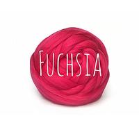 Chunky Wool - Fuchsia - for arm Knitting Chunky Blanket Weaving Felting Jumbo Yarn Giant Wool Soft 50g (0.11lb)