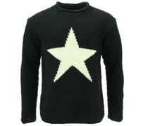 Chunky Wool Knit Star Jumper Sweater 100% Pullover Warm Adults Nepal Loose Pure