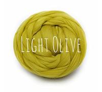 Chunky Wool - Light Olive - for arm Knitting Chunky Blanket Weaving Felting Jumbo Yarn Giant Wool Soft 50g (0.11lb)