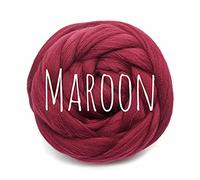 Chunky Wool - Maroon - for arm Knitting Chunky Blanket Weaving Felting Jumbo Yarn Giant Wool Soft 500g (0.5kg) (1.1lb)