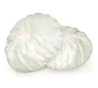 Chunky Wool Yarn 250g X 2, 2cm Super Chunky Blanket Yarn for Knitting, Flutterby Yarn for Crochet, Soft Yarn for Blanket Dolls Rug Bags Hats Pillow Cushion (White)