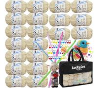 Chunky Yarn 20 * 50g, Super Soft 100% Acrylic Double Knitting Wool, Crochet Yarn with Carry Bag Corchet Hooks for Blankets, Baby Clothes, Hats, Handcrafts | Hypoallergenic & Anti-Pilling (Beige)