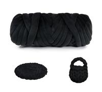 Chunky Yarn for Arm Knitting 500g, Soft Crystal Fleece Tube Yarn for Crochet, Hand Knitting Blanket Pillow Cat Bed & DIY Home Decorations (Black)