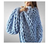 Chunky Yarn for Arm Knitting,Chunky Wool 500g DIY Knitting Chunky Roving Yarn Super Soft Big Arm Blanket Hand Knit Crocheting Hat Scarf(Sky Blue)