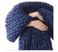 Chunky Yarn for Arm Knitting,Chunky Wool 500G Yarn DIY Bulky Arm Roving Knitting Blanket Thick Chunky Hand-Knitted Crocheting Hat Scarf Sewing(Dark Blue)