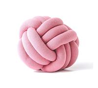 Chunky Yarn for Arm Knitting,Chunky Wool Decorative Pillows Cushion Innovative Pure Handmade Knot Pillow Personalized Ball for Home Car Diameter 30cm(Leather Pink)