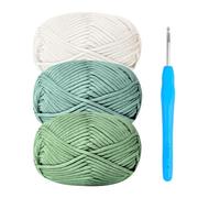 Chunky Yarn for Crochet,Cotton Thick Wool for Crochet 3x50g Beginners Amigurumi Yarn with 4mm Hook,Easy Crochet Starter Kit (Avocado)
