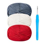 Chunky Yarn for Crochet,Cotton Thick Wool for Crochet 3x50g Crochet Yarn for Beginners Amigurumi with 4mm Hook,Easy Starter Kit Blue Yarn