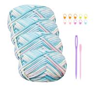 Chunky Yarn for Crochet,Cotton Thick Wool for Crochet 4x50g Beginners Amigurumi Yarn with 4mm Hook,Easy Crochet Starter Kit Blue