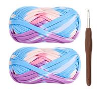 Chunky Yarn for Crochet - Thick Wool for Crocheting 2x100g with 6mm Hook - Beginner Friendly Elastic Fabric - Mix-Purple