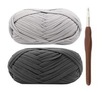 Chunky Yarn for Crochet - Thick Wool for Crocheting 2x100g with 6mm Hook - Beginner Friendly Elastic Fabric Cloth Knitting (Grey)
