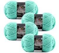 Chunky Yarn for Crocheting Blankets, 4-Pack Jumbo 7 Chenille Yarn, 14oz/400g Total Weight, 152.8 Yards, Super Bulky Soft Yarn Easy to Use for Knitting and Crochet Projects, Aqua, 4 Skein