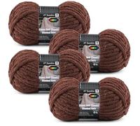 Chunky Yarn for Crocheting Blankets, 4-Pack Jumbo Chenille Yarn, 14oz/400g Total Weight, 152.8 Yards, Super Bulky Soft Yarn Easy to Use for Knitting and Crochet Projects, Espresso Brown, 4 Skein
