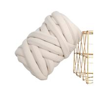 Chunky Yarn for Hand Knitting 1kg Ultra Thick Core Cotton Yarn DIY Hand Woven Soft Anti-Collision Children's Cushion Pet Nest Straight Hair(Beige)