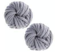 Chunky Yarn for Hand Knitting, 250g x 2 Super Chunky Blanket Yarns, Flutterby Chunky Wool for Crochet, 2cm 88Ft Length Soft Thick Chunky Yarn for Dolls Pet Bed Rug Bags Hats Pillow Cushions Gray