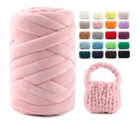 Chunky Yarn for Hand Knitting & Arm Knitting - 0.66lb Super Bulky Velvet Chenille Tube Yarn for DIY Pillows, Pet Beds, Baskets & Home Decor | No Tools Needed, Machine Washable, Jade Powder, 1 Pack