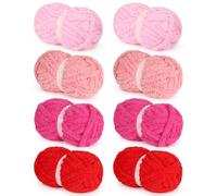 Chunky Yarn for Hand Knitting-Ombre Chunky Chenille Blanket Yarn for Crocheting-8 Pack of 226g/7.97oz-#8 Jumbo Super Bulky Fluffy Thick Finger Knitting Yarns for Scarf, Cushions and Doll（A）