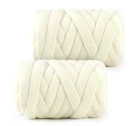 Chunky Yarn for Hand Knitting- Velvet Chenille Tube Yarns- Jumbo Yarns for Blankets, Pet Beds, Machine Washable (0.66 Lb/18.59 Yd), Easy No-Tool Arm Knitting & Crochet Project (2, Milky White)