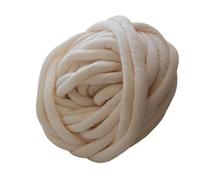 Chunky Yarn Hand Knitting 1000g Super Thick Chunky Yarn Hand DIY 30mm Soft Anti-Pilling Arm Weaving Blanket Spin Roving for Knitting(Milk Yellow)
