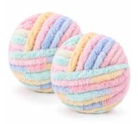 Chunky Yarn Wool 2×250g 54m, XXL Soft Fluffy Chunky Wool for Hand Knitting | 2CM Thick Jumbo Chunky Wool Balls Blanket Yarn for Scarves, Bags, Hats, Pillow, Cushion, DIY Crafts (Marshmallow)