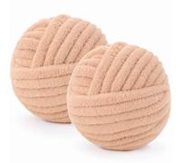 Chunky Yarn Wool 2×250g 54m, XXL Soft Fluffy Chunky Wool for Hand Knitting | 2CM Thick Jumbo Chunky Wool Balls Blanket Yarn for Scarves, Bags, Hats, Pillow, Cushion, DIY Crafts (Milk Tea)