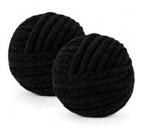 Chunky Yarn Wool 2×250g 54m, XXL Soft Fluffy Chunky Wool for Hand Knitting | 2CM Thick Jumbo Chunky Wool Balls Blanket Yarn for Scarves, Bags, Hats, Pillow, Cushion, DIY Crafts (Black)