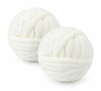 Chunky Yarn Wool 2×250g 54m, XXL Soft Fluffy Chunky Wool for Hand Knitting | 2CM Thick Jumbo Chunky Wool Balls Blanket Yarn for Scarves, Bags, Hats, Pillow, Cushion, DIY Crafts (White)