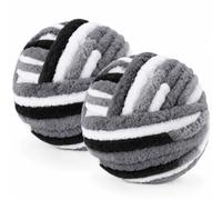 Chunky Yarn Wool 2×250g 54m, XXL Soft Fluffy Chunky Wool for Hand Knitting | 2CM Thick Jumbo Chunky Wool Balls Blanket Yarn for Scarves, Bags, Hats, Pillow, Cushion, DIY Crafts (Panda Color)