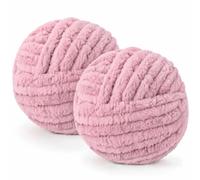 Chunky Yarn Wool 2×250g 54m, XXL Soft Fluffy Chunky Wool for Hand Knitting | 2CM Thick Jumbo Chunky Wool Balls Blanket Yarn for Scarves, Bags, Hats, Pillow, Cushion, DIY Crafts (Pink)