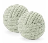 Chunky Yarn Wool 2×250g 54m, XXL Soft Fluffy Chunky Wool for Hand Knitting | 2CM Thick Jumbo Chunky Wool Balls Blanket Yarn for Scarves, Bags, Hats, Pillow, Cushion, DIY Crafts (Bean Green)