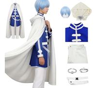 CHUNLEI Frieren Beyond Journey's End Cosplay Costume with Wig Frieren Costume Blue Halloween Set (White + Wig, X-Small)