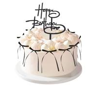 CHUNLINLAODA 10PCS Black Bow Cake Topper 1 Happy Birthday Cake Decoration Satin Ribbon Bows for Birthday Wedding Anniversary Baby Shower Cake Decorations Gift Wrapping Crafts Treat Bags (black)