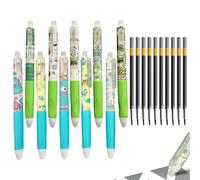 CHUNLINLAODA 10PCS Erasable Pen Set Erasable Gel Pen with Refills 0.5 mm Pens That Rub Out Friction Pens Cute Animal Pens with 10 Refills Suitable for School Supplies Office Sketch Notes (Green)