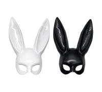 CHUNLINLAODA 2PCS Bunny Mask Black Bunny Mask White Rabbit Mask Rabbit Half Mask Adult Masquerade Rabbit Mask Women Bunny Mask Bunny Ear Half Mask for Adult Halloween Masquerade Accessory