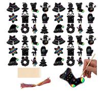 CHUNLINLAODA 36 PCS Christmas Scratch Art for Kids Xmas Scratch Crafts,DIY Rainbow Magic Scratch Paper, Santa Claus,Snowman,Christmas Tree,Shristmas Stocking for Party Holiday Decor (Multicolor 1)