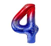 CHUNLINLAODA 40 Inch Giant Spider Web Number Birthday Balloon, Spider Theme Number Foil Balloon, Number 4 Balloons for Boys Birthday Baby Shower Anniversary Supplies (Multicolor A)