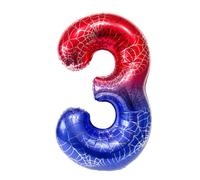 CHUNLINLAODA 40 Inch Giant Spider Web Number Birthday Balloon, Spider Theme Number Foil Balloon, Number 3 Balloons for Boys Birthday Baby Shower Anniversary Supplies (Multicolor B)