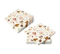 CHUNLINLAODA 40pcs Forest Animal Paper Napkins, Mushroom Party Paper Napkins, Disposable Cocktail Serviettes, Animal Papers Napkin for Parties & Themed Events, 33 * 33cm (Beige)