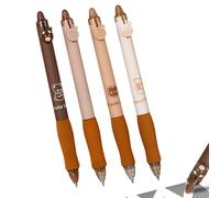 CHUNLINLAODA 4PCS Cute Retractable Erasable Gel Pens Erasable Gel Pens Erasabl/e P/ens Cute Bear Ge/l Ink Pe/n 0.5mm Black Ink Pe/ns with Rubber Eraser on the End for School Office Supplies (Coffee)