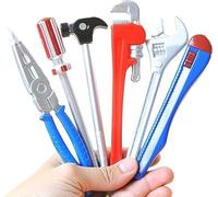 CHUNLINLAODA 6 Ballpoint Pens Hardware Shaped Pen Tool Hardware Ballpoint Pens Novelty Ink Writing Pen Black Wrench Pliers Hammer Screwdriver (Blue)