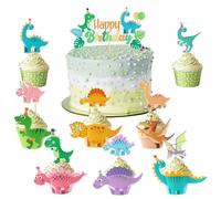 CHUNLINLAODA 6Pcs Dinosaur Cupcake Wrappers and 17Pcs Dinosaur Cupcake Toppers Dinosaur Cake Decorations for Jurassic World Theme Kids Birthday Party Cake Decorations Supplies (green)