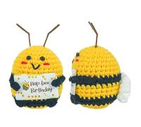 CHUNLINLAODA Bee Happy Funny Positive Gift, Positive Honeybee, Handmade Mini Crochet Honeybee, Pocket Hug Bee, Emotional Support Birthday Gifts for Friends Colleagues and Family