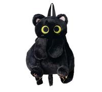 CHUNLINLAODA Cat Shaped Backpack Cartoon Animal Backpack with Adjustable Strap Black Cat Plush Back-pack Plush Children's Back-pack for Women Girls (Black)