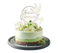 CHUNLINLAODA Confirmation Cake Topper First Holy Communion Cupcake Topper Baptism Cake Decorations God Bless Wooden Communion Cross Dove Carved Wooden Fish Communion party supplies (Multicolor A)
