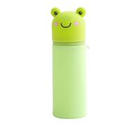 CHUNLINLAODA Frog Pencil Case, 2 in 1 Soft Silicone School Pencil Case,Kawaii, Desk Pen Holder, Silicone Zipper, Foldable Pencil Pouch for Kids Presents Office School Desktop Supplies (Green)