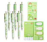 CHUNLINLAODA Frog Stationery Set - Including 550 Sheets Frog Sticky Note, 6 Pcs Frog Ball Point Gel Pens, Cute Office Supplies, Back to School Office Gift for Kids Classmate Student Teacher