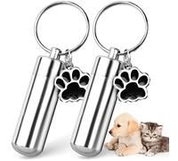 ChunlongFour Waterproof Cremation Pet Urns Keychain for Dogs Ashes, Cylinder Cat Dog Urn for Pet Ashes Cremation Keepsake Memorial Ashes Jewelry Pend
