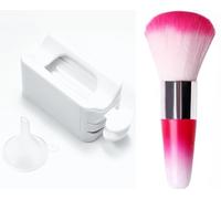 Chunmeng White Nail Powder Recycling Box with Shovel Nail Art Accessories Makeup Tool Powder Glitter Protector Nail Art Accessories Makeup Tool