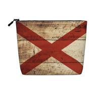 CHUNMINW Alabama State Flag on Old Wood Grain Postcard Print Cosmetic Bag for Women,Zipper Makeup Bag Travel Cosmetic Toiletry Bag Organizer Waterproof, Black, One Size