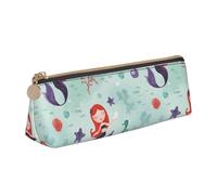 CHUNMINW Beautiful mermaid Print Minimalist Triangular Leather Pencil Case Cosmetic Organizer with Full-Print for Travel Work